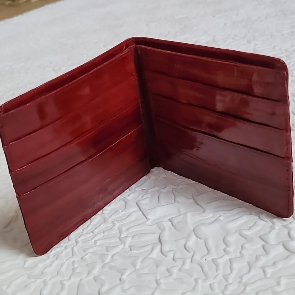 Genuine Eel Skin Soft Slim Leather Bifold Wallet Unisex